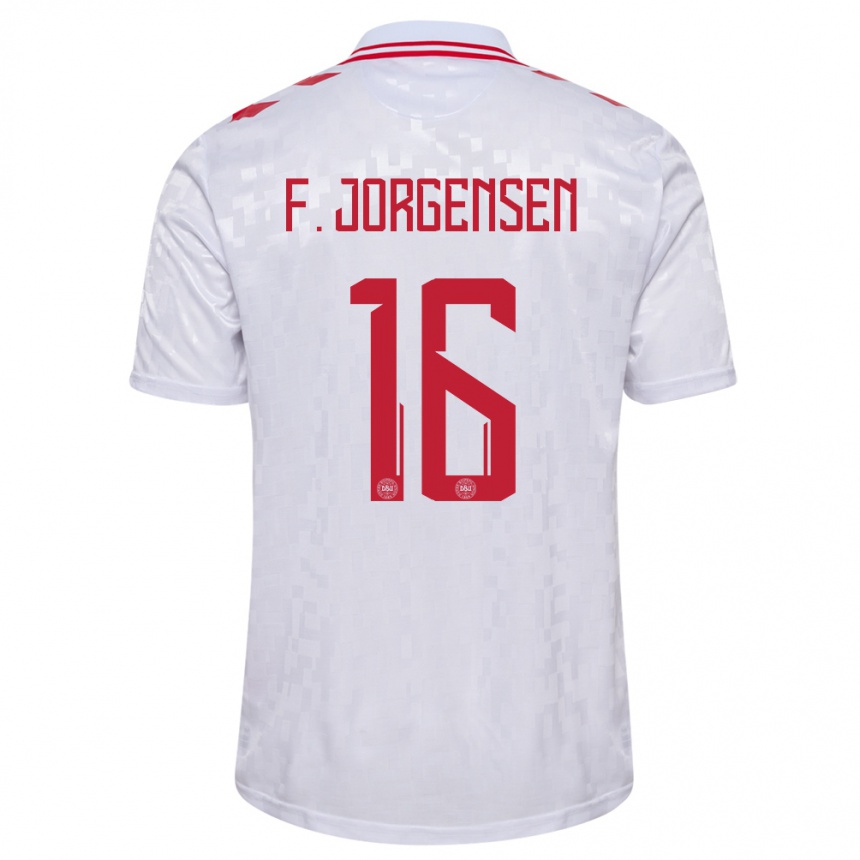 Men Football Denmark Filip Jorgensen #16 White Away Jersey 24-26 T-Shirt Australia