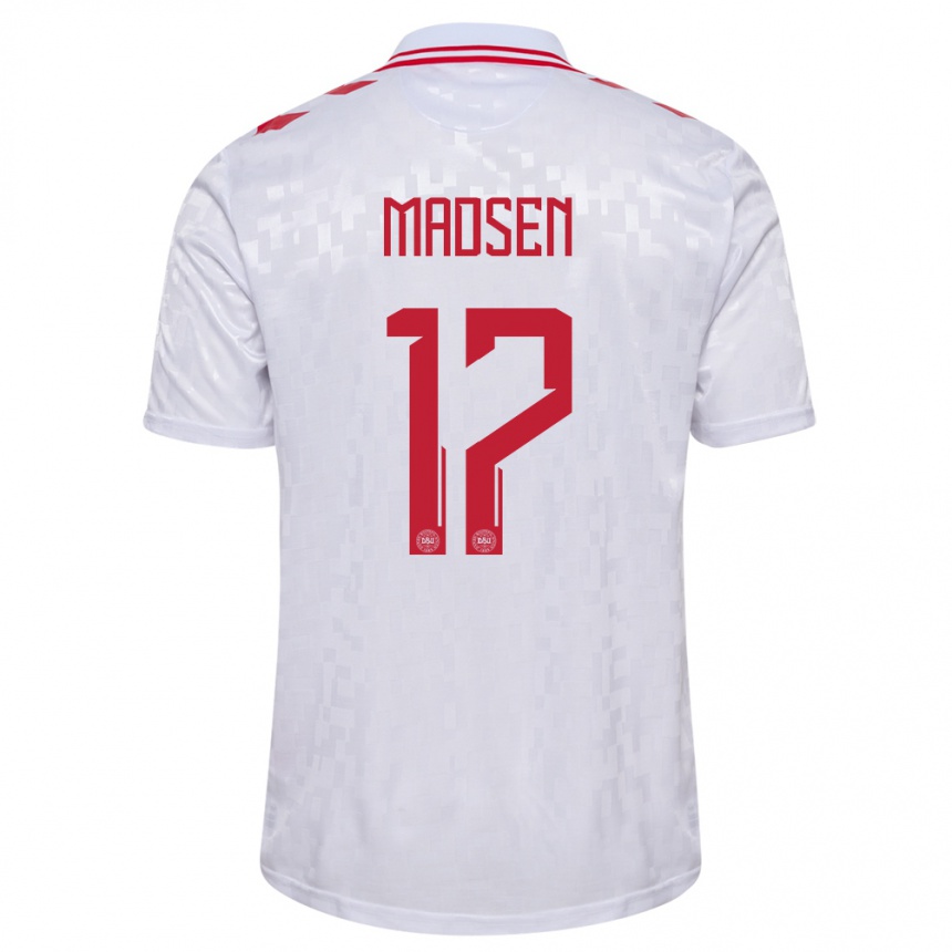 Men Football Denmark Nicolas Madsen #17 White Away Jersey 24-26 T-Shirt Australia