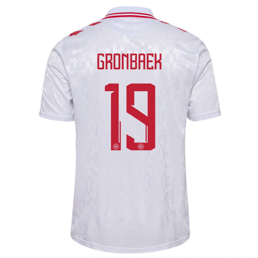 Men Football Denmark Albert Gronbaek #19 White Away Jersey 24-26 T-Shirt Australia