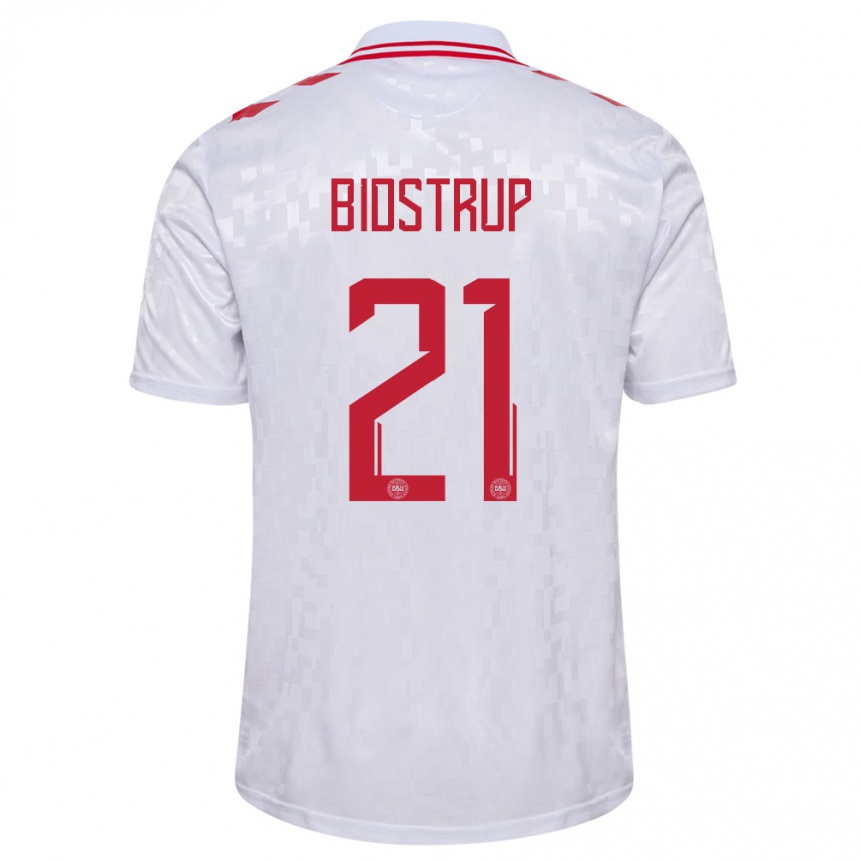 Men Football Denmark Mads Bidstrup #21 White Away Jersey 24-26 T-Shirt Australia