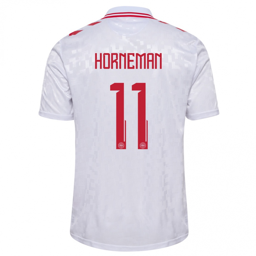 Men Football Denmark Charly Horneman #11 White Away Jersey 24-26 T-Shirt Australia