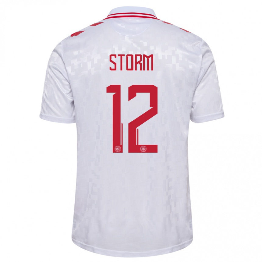 Men Football Denmark Tobias Storm #12 White Away Jersey 24-26 T-Shirt Australia