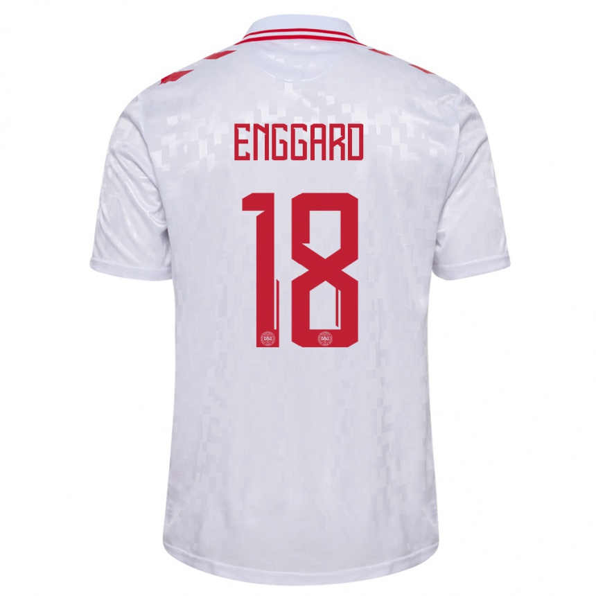 Men Football Denmark Mads Enggard #18 White Away Jersey 24-26 T-Shirt Australia