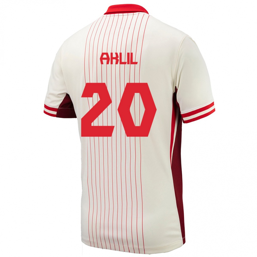 Men Football Canada Lino Aklil #20 White Away Jersey 24-26 T-Shirt Australia