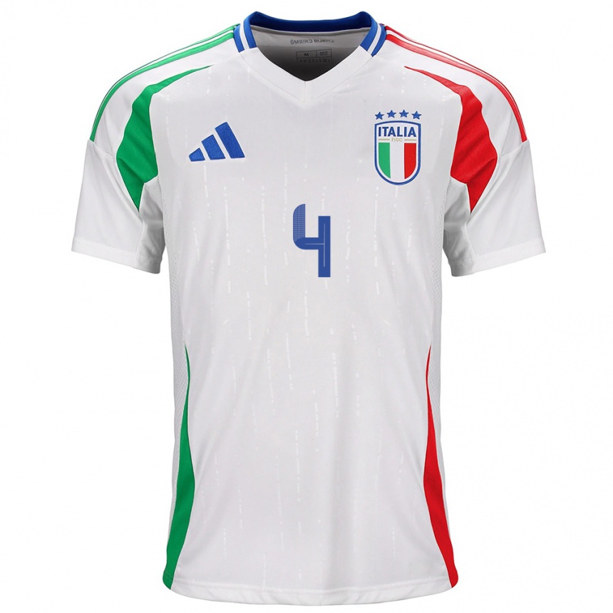 Men Football Italy Alessandro Buongiorno #4 White Away Jersey 24-26 T-Shirt Australia