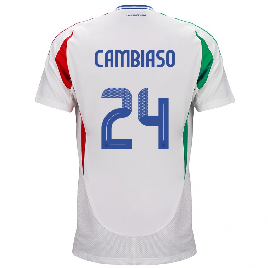 Men Football Italy Andrea Cambiaso #24 White Away Jersey 24-26 T-Shirt Australia