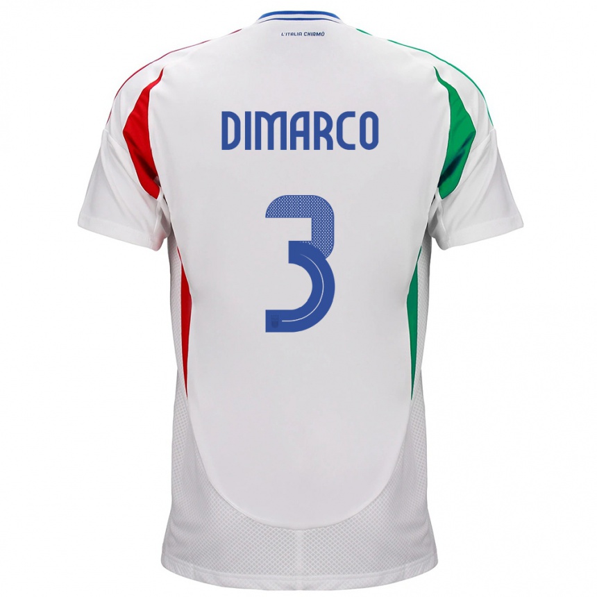 Men Football Italy Federico Dimarco #3 White Away Jersey 24-26 T-Shirt Australia