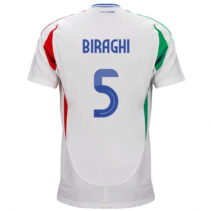 Men Football Italy Cristiano Biraghi #5 White Away Jersey 24-26 T-Shirt Australia