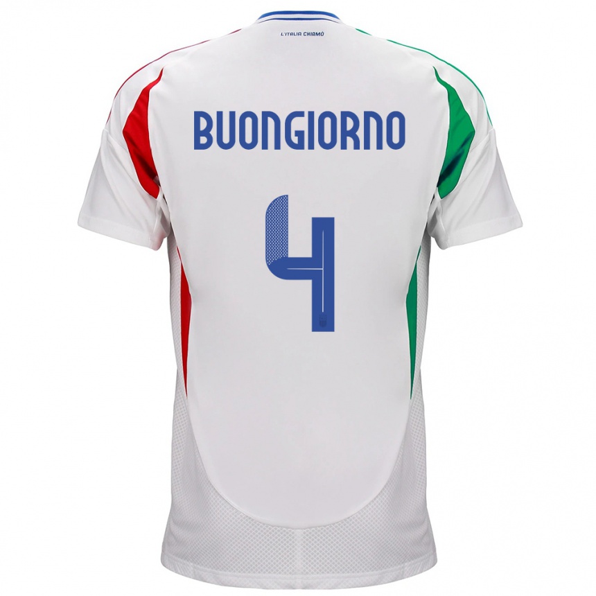 Men Football Italy Alessandro Buongiorno #4 White Away Jersey 24-26 T-Shirt Australia