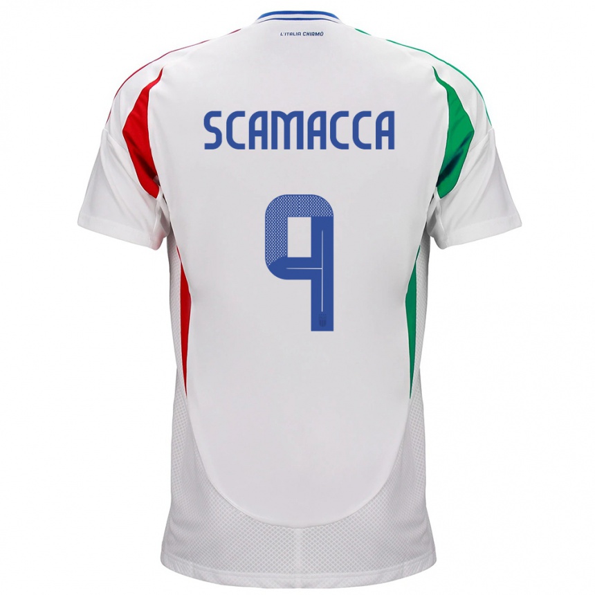 Men Football Italy Gianluca Scamacca #9 White Away Jersey 24-26 T-Shirt Australia