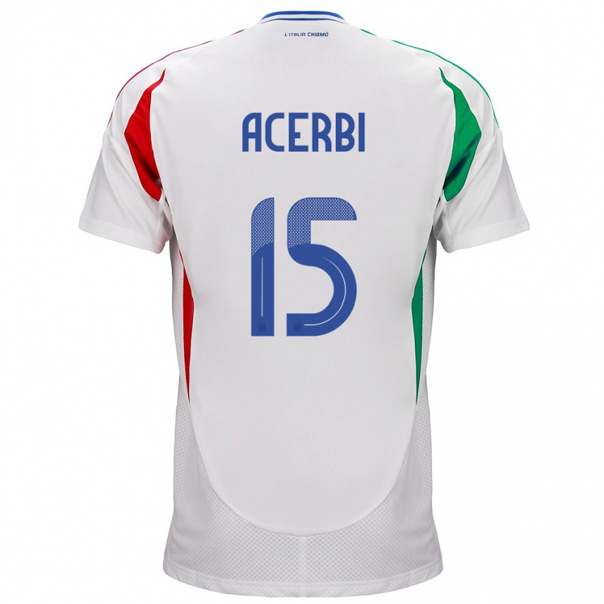 Men Football Italy Francesco Acerbi #15 White Away Jersey 24-26 T-Shirt Australia