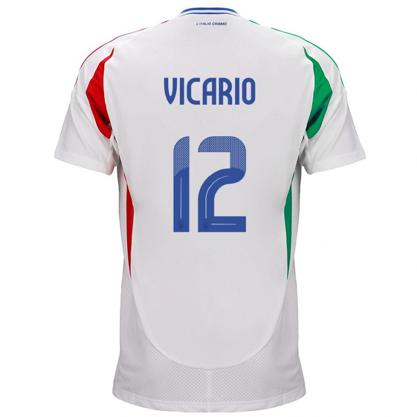 Men Football Italy Guglielmo Vicario #12 White Away Jersey 24-26 T-Shirt Australia