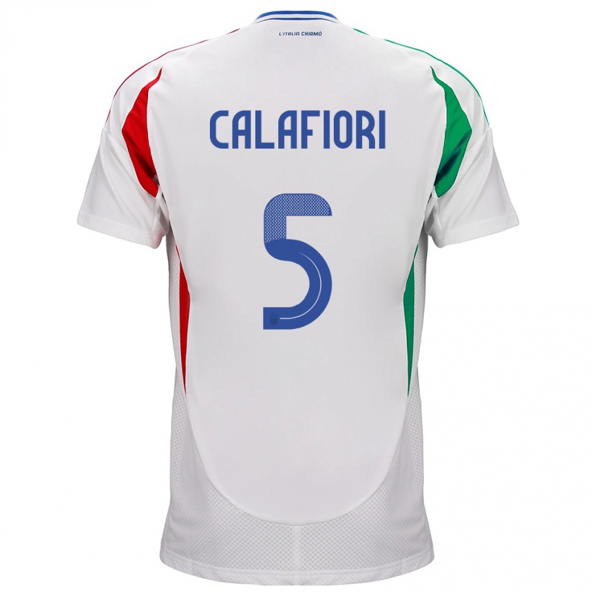 Men Football Italy Riccardo Calafiori #5 White Away Jersey 24-26 T-Shirt Australia