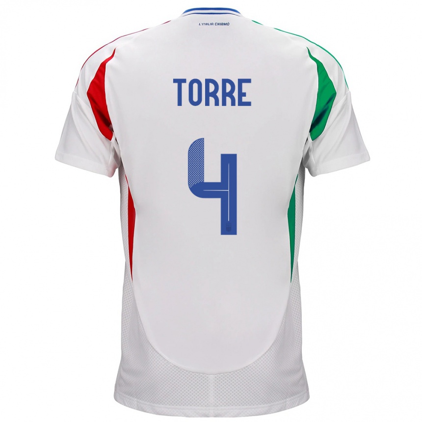 Men Football Italy Pietro La Torre #4 White Away Jersey 24-26 T-Shirt Australia