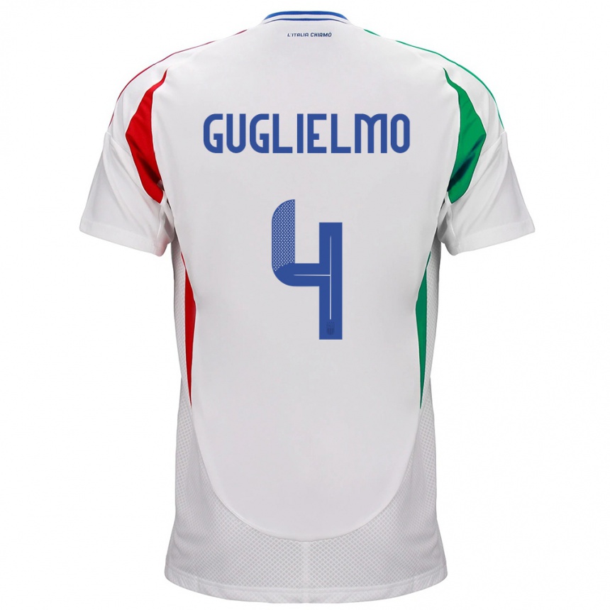 Men Football Italy Lucia Di Guglielmo #4 White Away Jersey 24-26 T-Shirt Australia