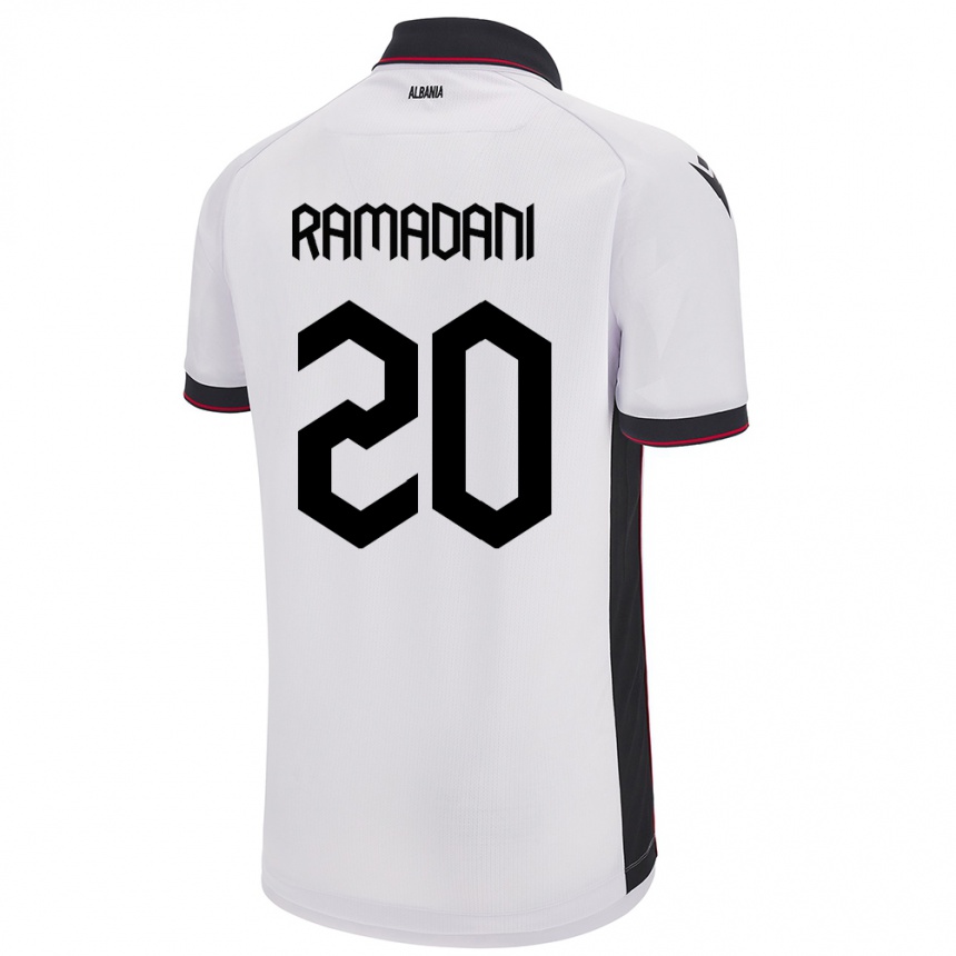 Men Football Albania Ylber Ramadani #20 White Away Jersey 24-26 T-Shirt Australia