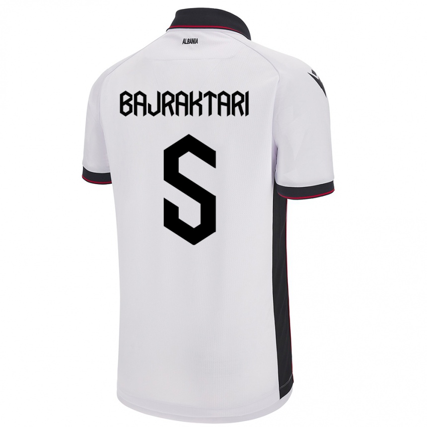 Men Football Albania Arbiona Bajraktari #5 White Away Jersey 24-26 T-Shirt Australia