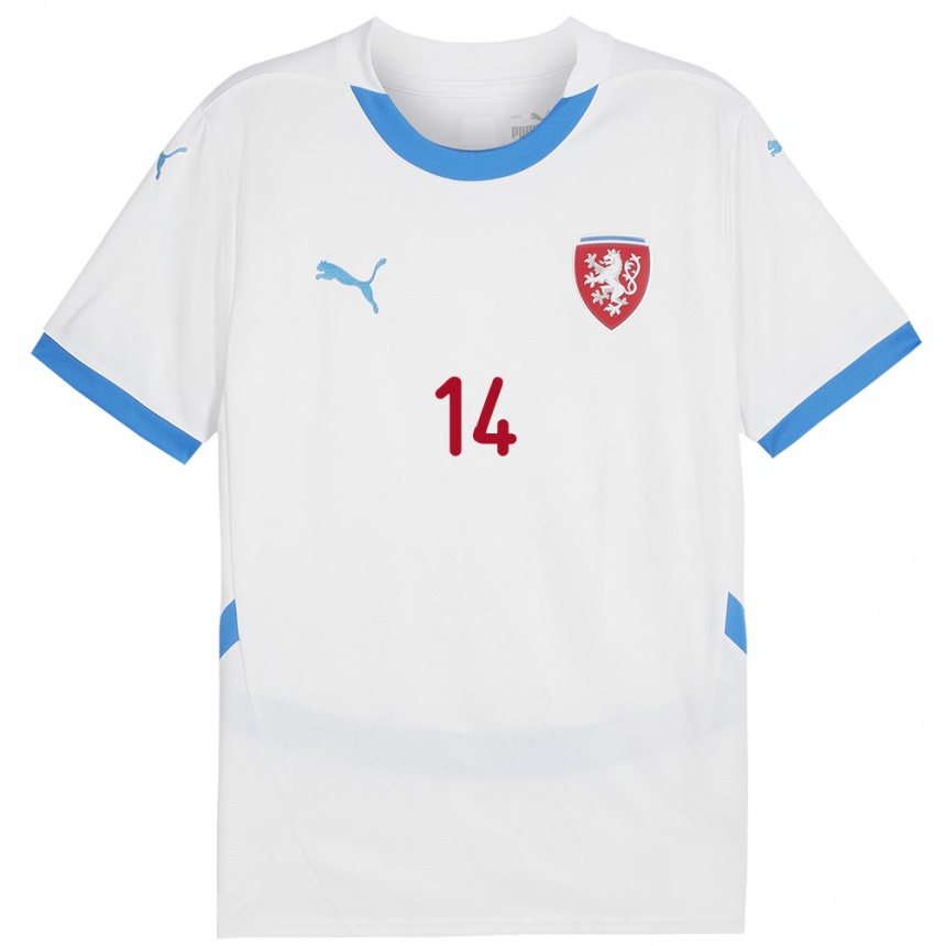 Men Football Czech Republic Filip Vecera #14 White Away Jersey 24-26 T-Shirt Australia