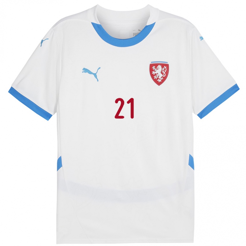 Men Football Czech Republic Adam Leibl #21 White Away Jersey 24-26 T-Shirt Australia