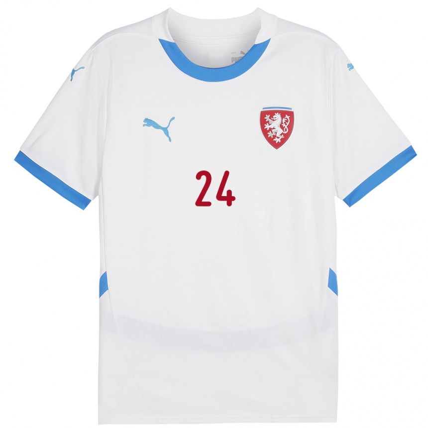 Men Football Czech Republic Tomas Vlcek #24 White Away Jersey 24-26 T-Shirt Australia