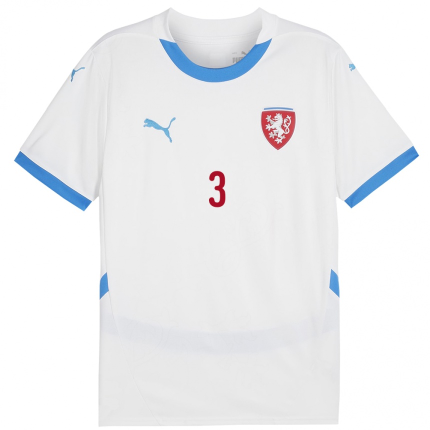 Men Football Czech Republic Tomas Holes #3 White Away Jersey 24-26 T-Shirt Australia