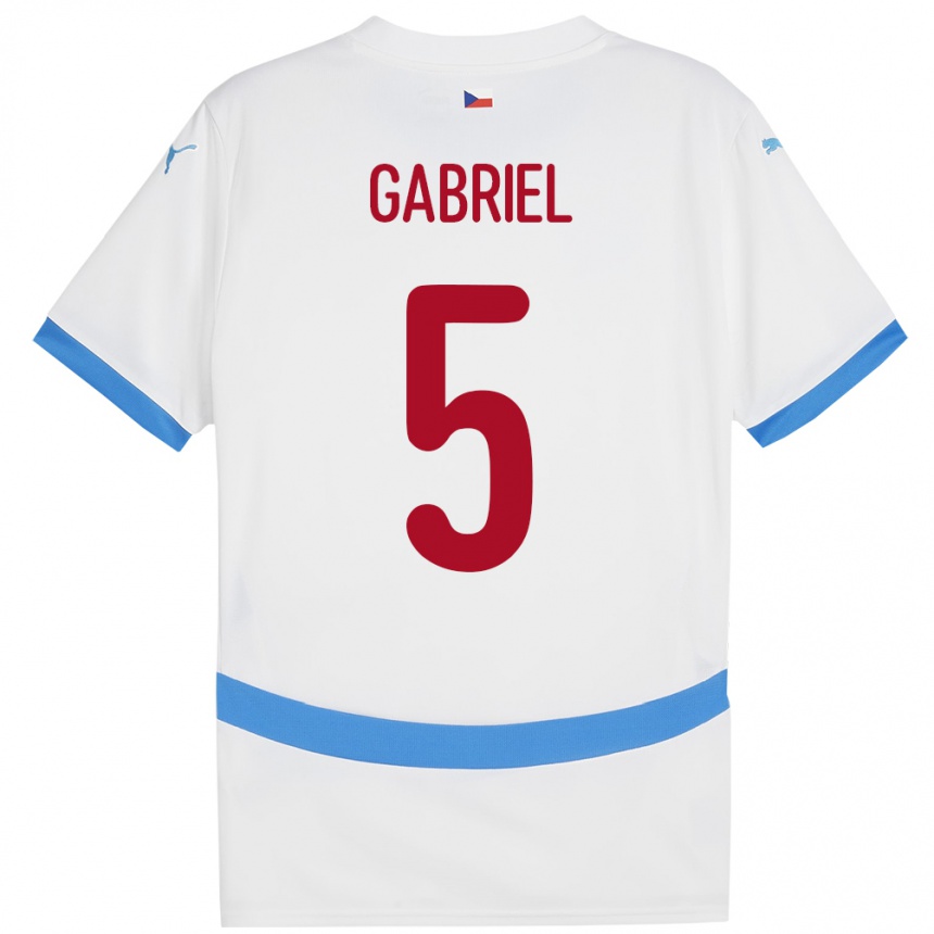 Men Football Czech Republic Adam Gabriel #5 White Away Jersey 24-26 T-Shirt Australia