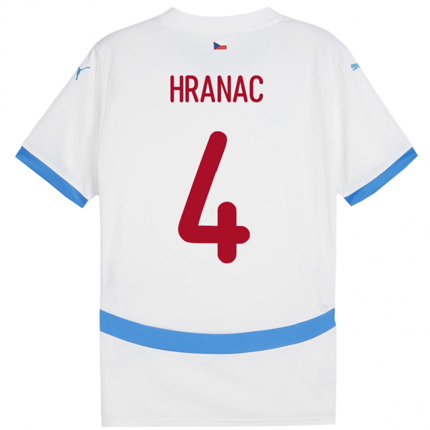 Men Football Czech Republic Robin Hranac #4 White Away Jersey 24-26 T-Shirt Australia