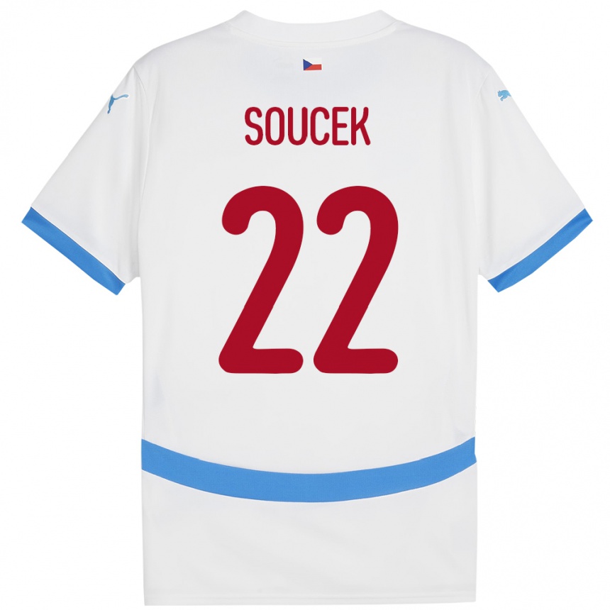 Men Football Czech Republic Tomas Soucek #22 White Away Jersey 24-26 T-Shirt Australia