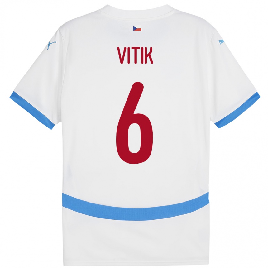 Men Football Czech Republic Martin Vitík #6 White Away Jersey 24-26 T-Shirt Australia