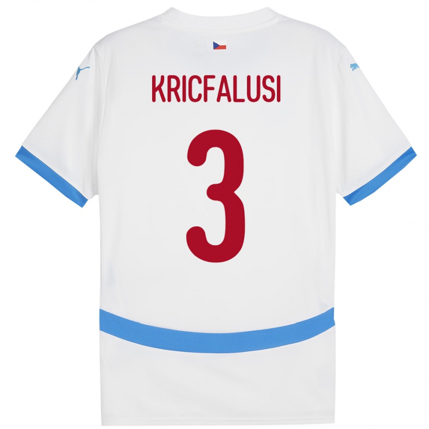 Men Football Czech Republic Ondrej Kricfalusi #3 White Away Jersey 24-26 T-Shirt Australia