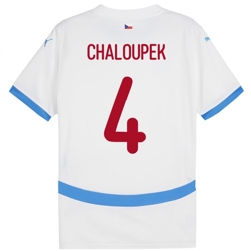 Men Football Czech Republic Stepan Chaloupek #4 White Away Jersey 24-26 T-Shirt Australia