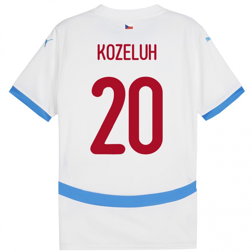 Men Football Czech Republic Josef Kozeluh #20 White Away Jersey 24-26 T-Shirt Australia