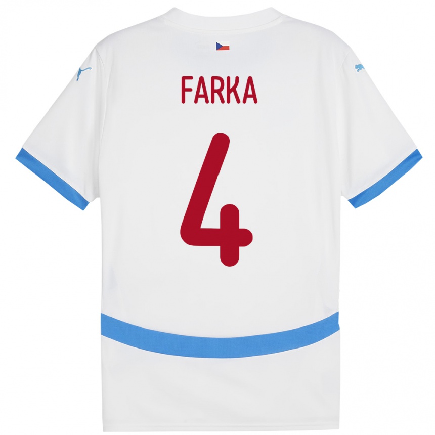 Men Football Czech Republic Dominik Farka #4 White Away Jersey 24-26 T-Shirt Australia