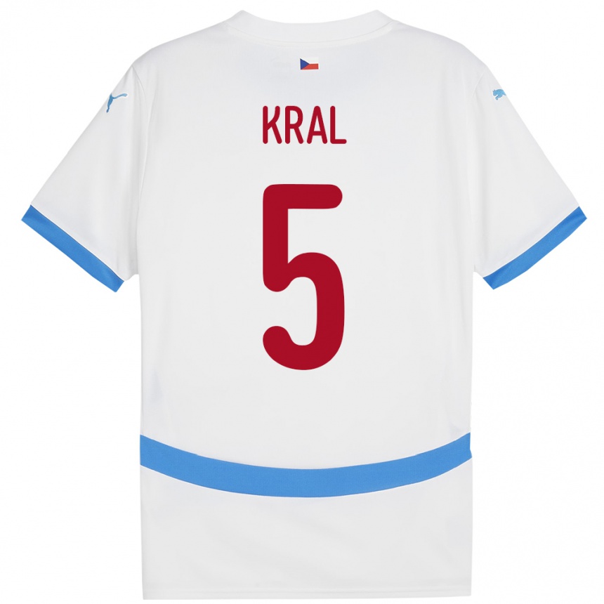 Men Football Czech Republic Tomas Kral #5 White Away Jersey 24-26 T-Shirt Australia