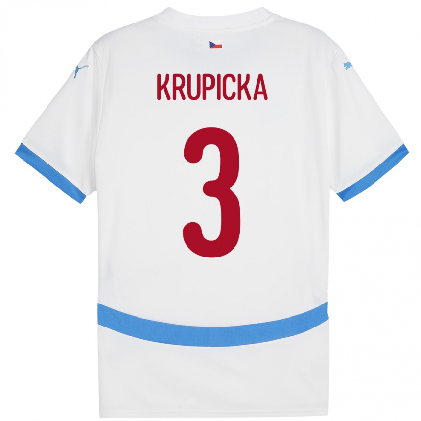 Men Football Czech Republic David Krupicka #3 White Away Jersey 24-26 T-Shirt Australia