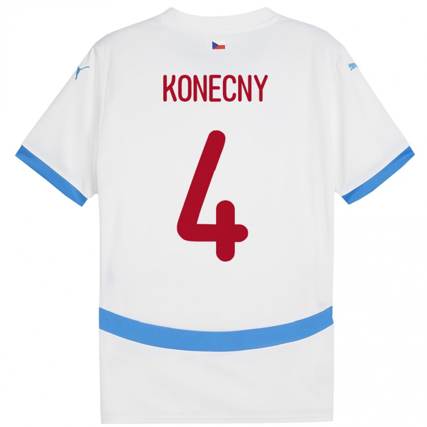 Men Football Czech Republic Mikulas Konecny #4 White Away Jersey 24-26 T-Shirt Australia