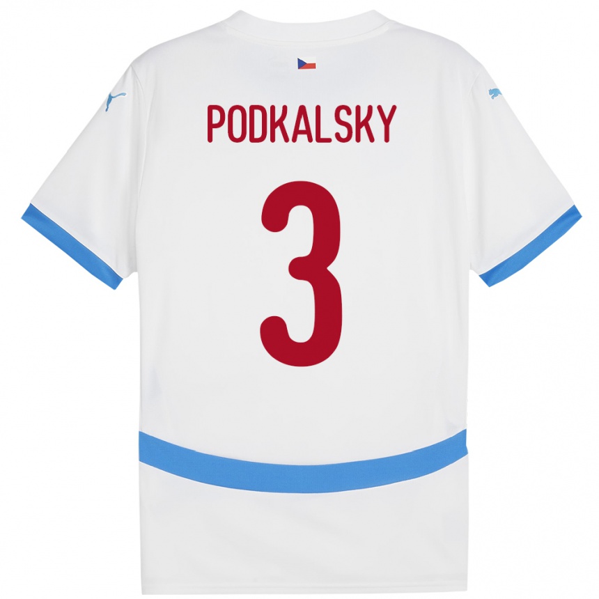 Men Football Czech Republic Jakub Podkalsky #3 White Away Jersey 24-26 T-Shirt Australia