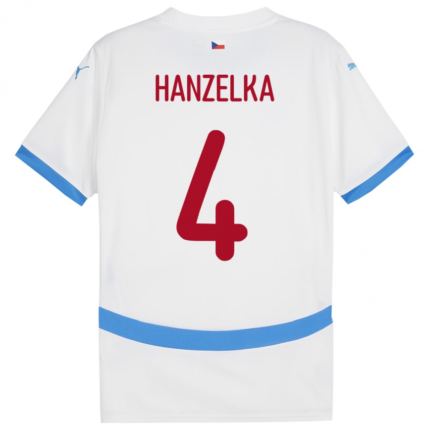 Men Football Czech Republic Denis Hanzelka #4 White Away Jersey 24-26 T-Shirt Australia