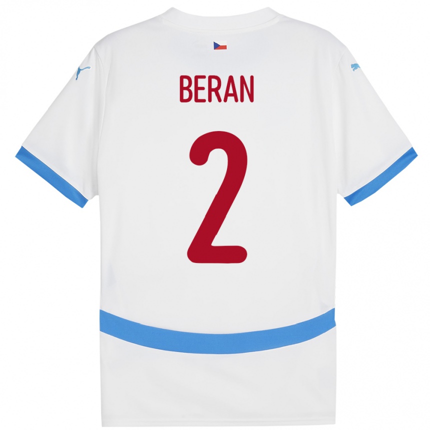 Men Football Czech Republic Stepan Beran #2 White Away Jersey 24-26 T-Shirt Australia