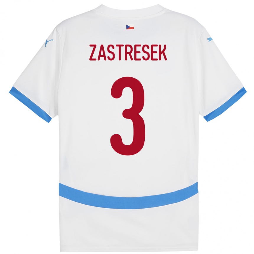 Men Football Czech Republic Matous Zastresek #3 White Away Jersey 24-26 T-Shirt Australia