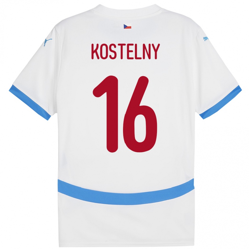 Men Football Czech Republic Krystof Kostelny #16 White Away Jersey 24-26 T-Shirt Australia