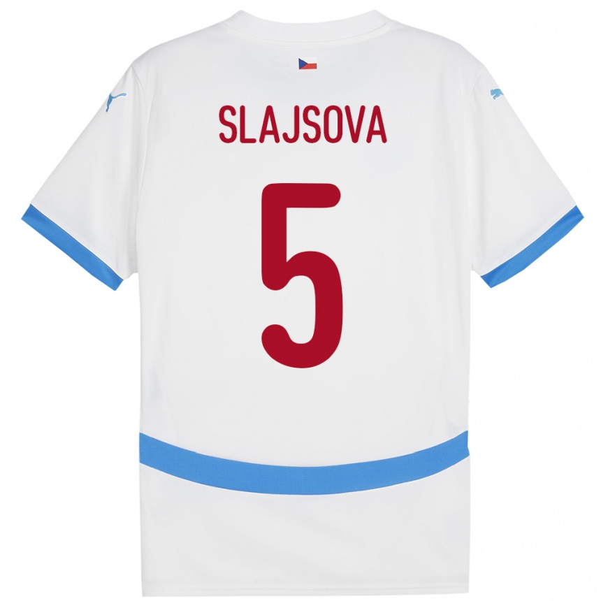 Men Football Czech Republic Gabriela Šlajsová #5 White Away Jersey 24-26 T-Shirt Australia