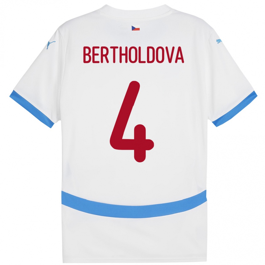 Men Football Czech Republic Petra Bertholdová #4 White Away Jersey 24-26 T-Shirt Australia