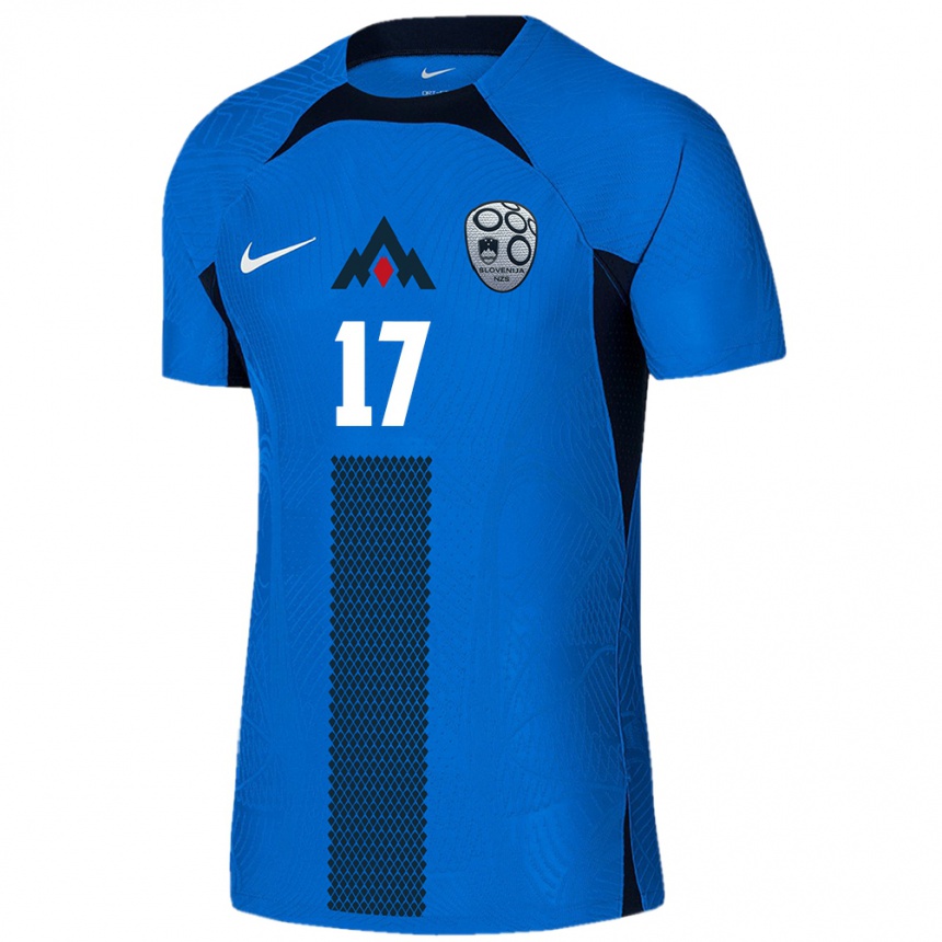 Men Football Slovenia Enej Kramberger #17 Blue Away Jersey 24-26 T-Shirt Australia