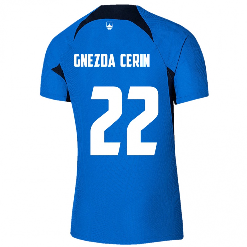 Men Football Slovenia Adam Gnezda Cerin #22 Blue Away Jersey 24-26 T-Shirt Australia