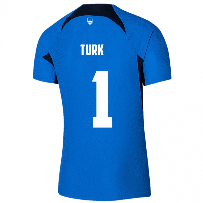 Men Football Slovenia Martin Turk #1 Blue Away Jersey 24-26 T-Shirt Australia