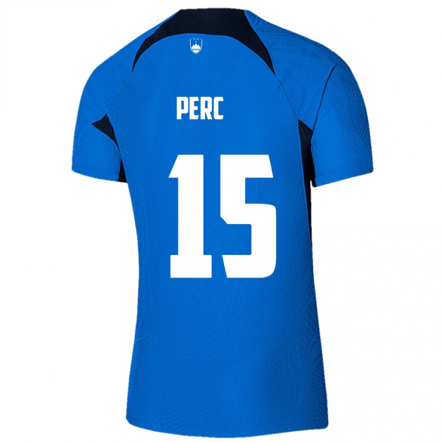 Men Football Slovenia Nick Perc #15 Blue Away Jersey 24-26 T-Shirt Australia