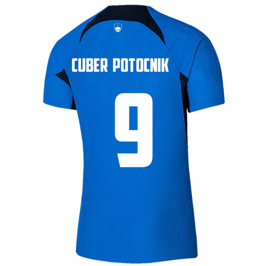 Men Football Slovenia Jaka Cuber Potocnik #9 Blue Away Jersey 24-26 T-Shirt Australia