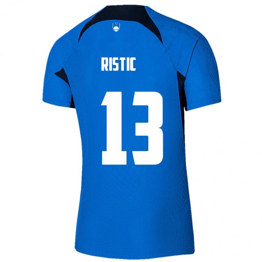 Men Football Slovenia Aleks Ristic #13 Blue Away Jersey 24-26 T-Shirt Australia