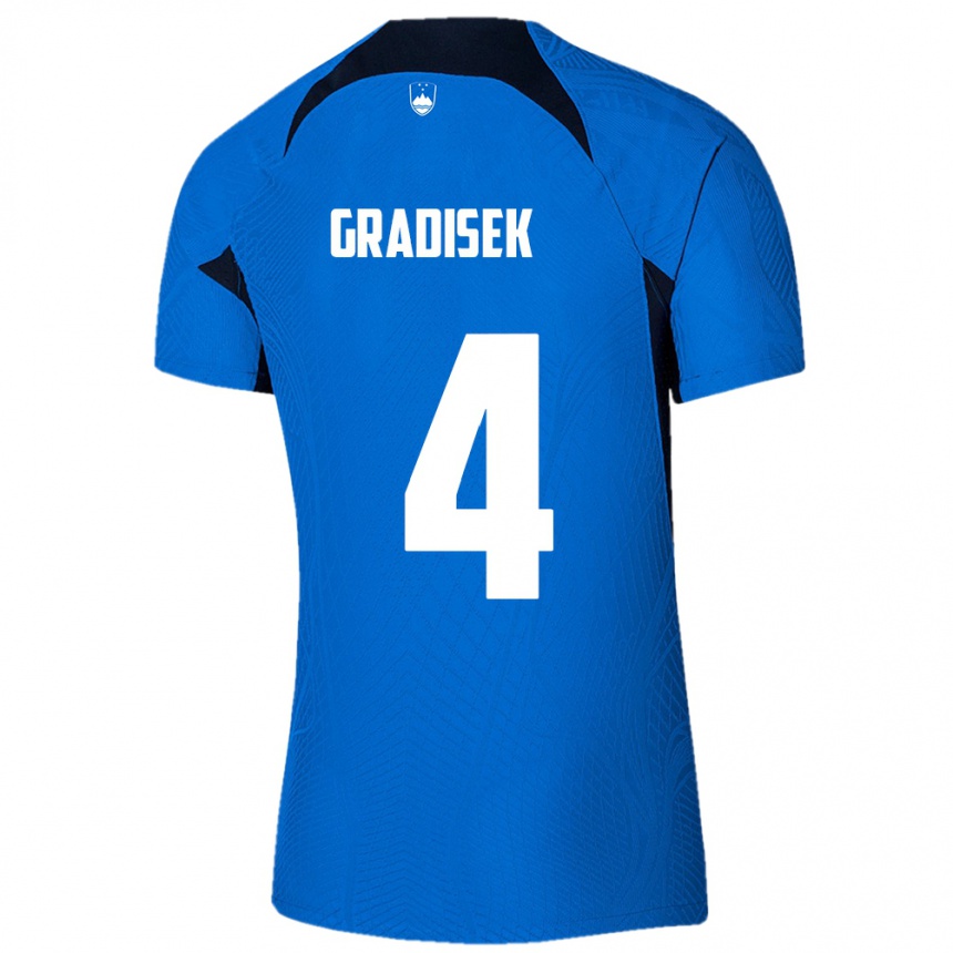 Men Football Slovenia Sara Gradišek #4 Blue Away Jersey 24-26 T-Shirt Australia